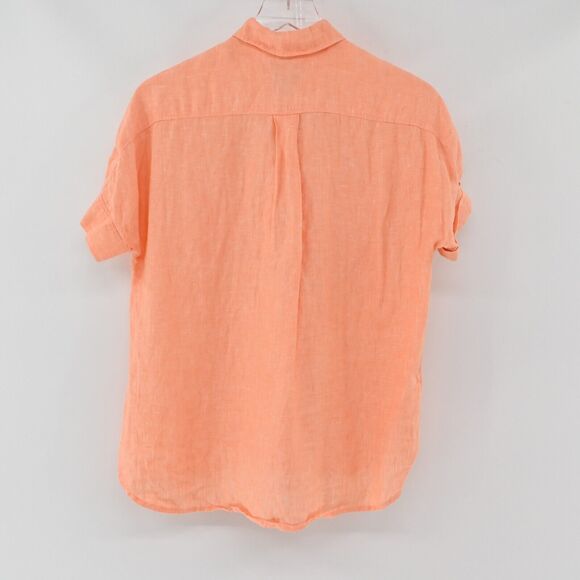 J CREW Top Womens Size 0 Orange Baird Mcnutt Irish Linen Boxy Pocket Blouse - Picture 4 of 13